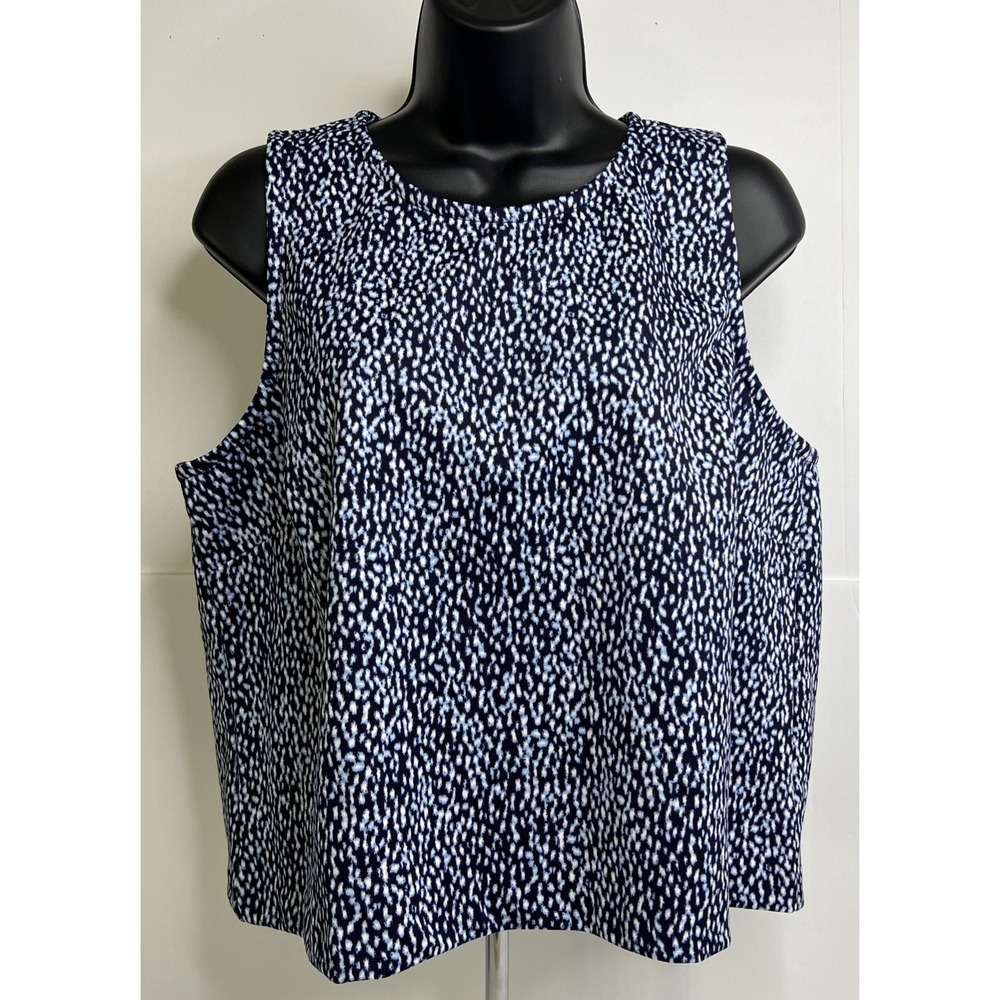 Michael Kors (MK) Women's Printed Blue Tank Top Zipper Back Size XL~NWT